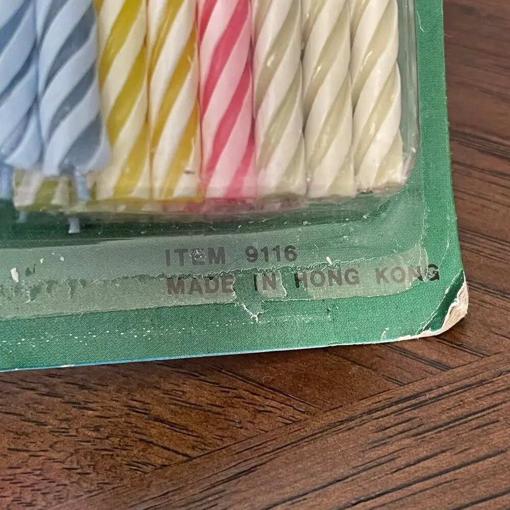 Vintage Birthday Candle Set w/ Holders Party Supplies Prop Hong Kong NOS Farrah